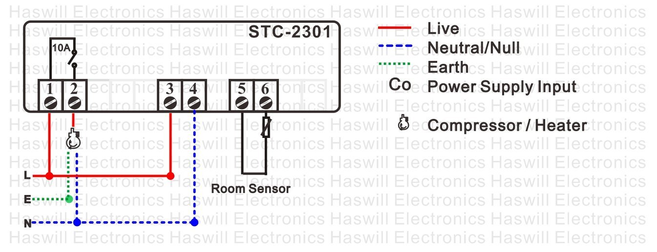 نمودار سیم کشی کنترل کننده دما دیجیتال STC 2301
