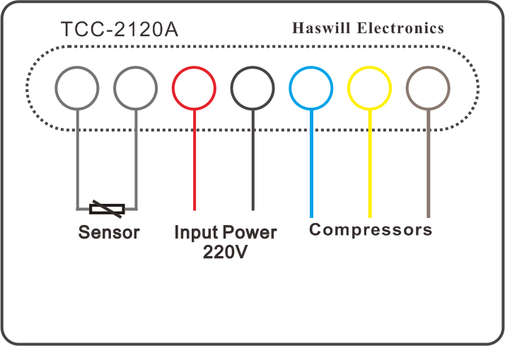 مخطط الأسلاك لوحدة التحكم في درجة الحرارة TCC 2120A