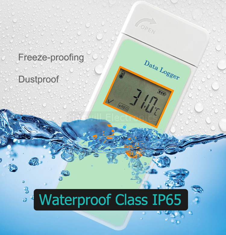 جهاز تسجيل درجة الحرارة USB من Haswill U114 مع ميزة مقاومة الماء IP65