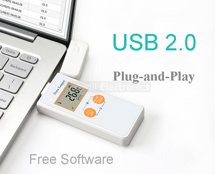 Perisian percuma untuk memperoleh data daripada port USB 2 0 bagi pencatat data suhu USB digital Haswill