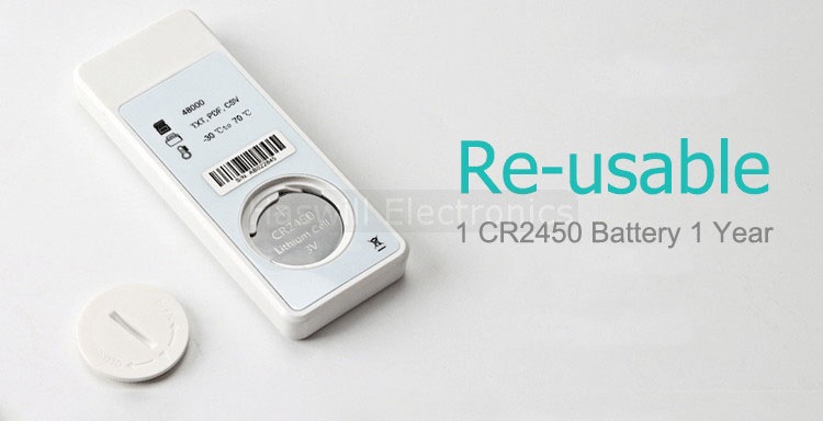 Цифров USB регистратор на данни за температура и относителна влажност на Haswill със сменяема батерия с бутон