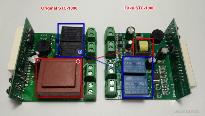 001 1600 comparer le transformateur et les relais originaux et faux stc 1000